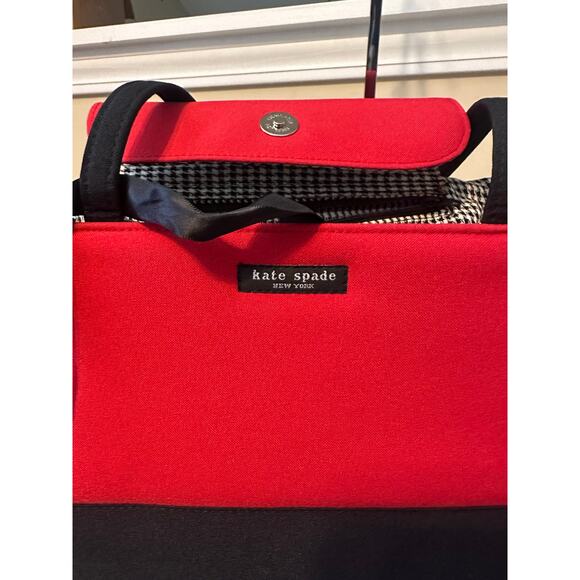 Vintage Kate Spade Bag First Edition Rare Red and Black Structured Tote Handbag - Picture 11 of 13